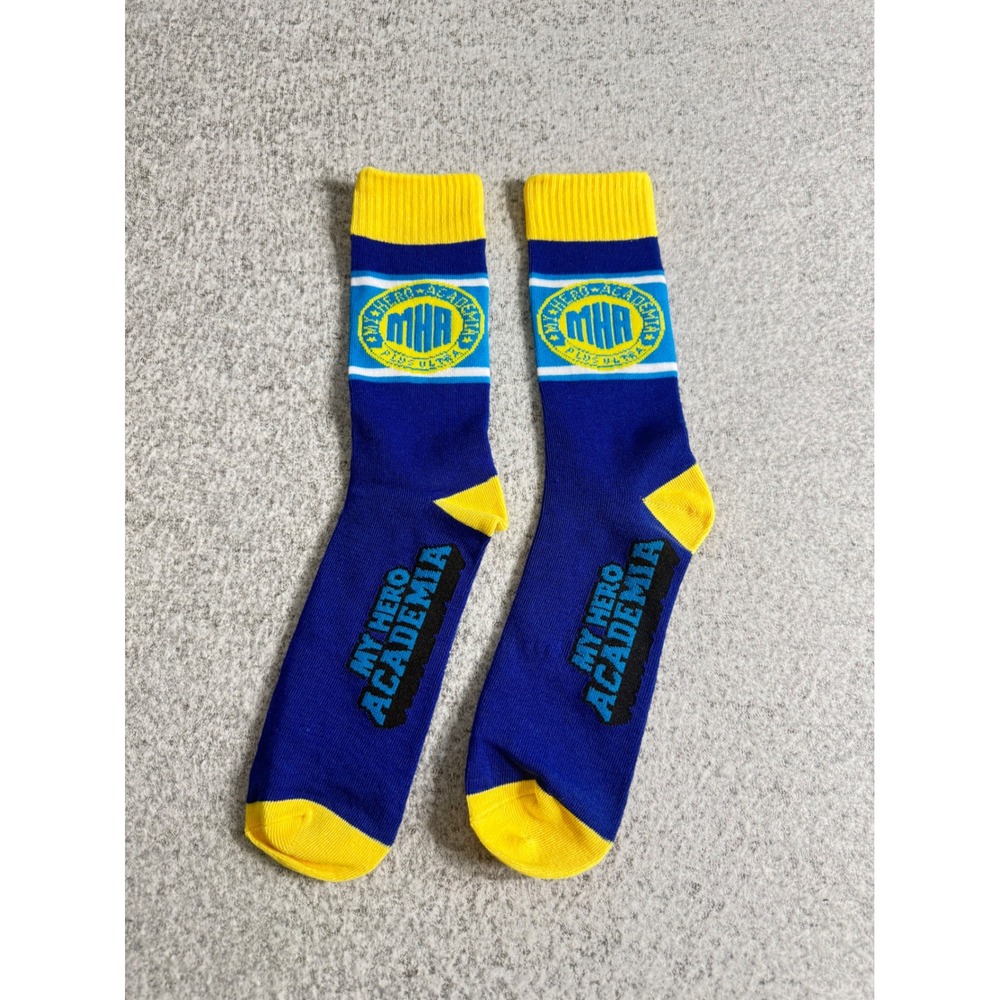 My Hero Academia MHA Plus Ultra Blue Yellow Crew Socks Anime Fan Merch